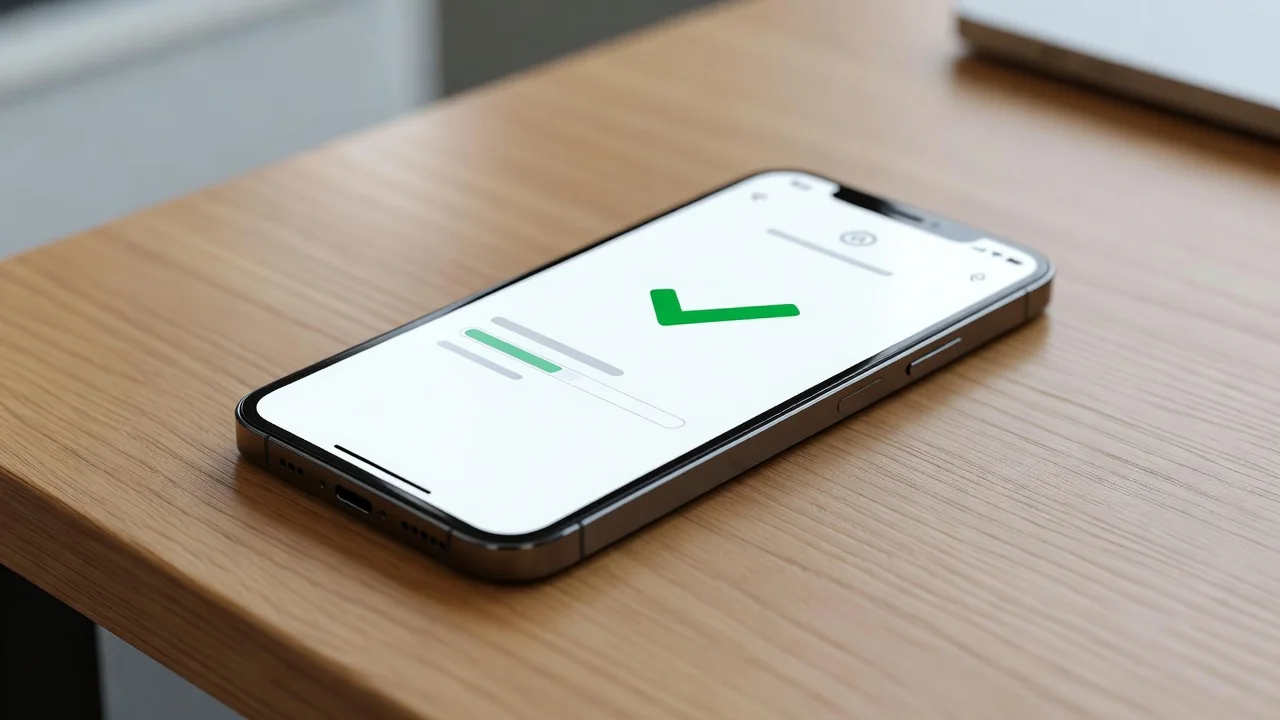 Celular exibindo tela de confirmação de pagamento instantâneo